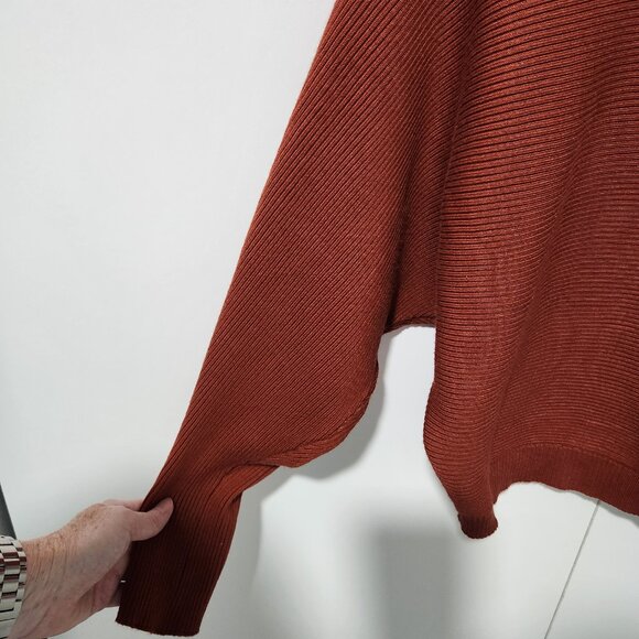Forever 21 Rust Orange Long Sleeve Cropped Ribbed Pullover Sweater - Small - Picture 4 of 6